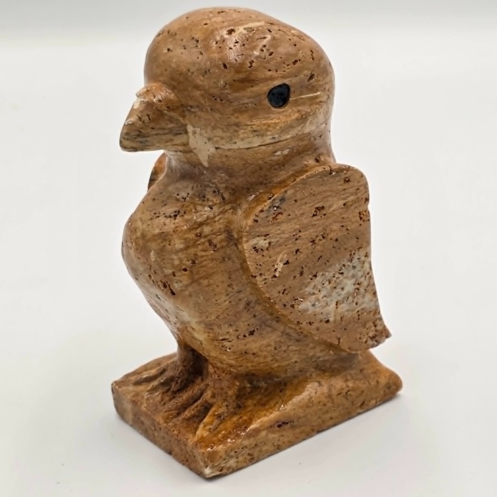 Bird Figurine Eagle Hawk Owl Hand Carved Soapstone Signed Wildlife Folk Art
